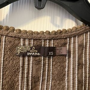 Prana Brown Embroidered Top